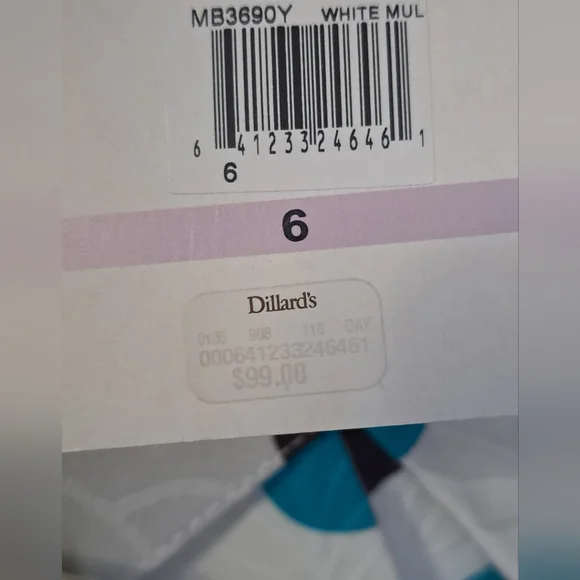 Muse White Dress Turquoise Brown Polka Dots Matching Belt Size 6 - Picture 5 of 8